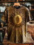 Retro Abstract Sun Weathered look Vintage Art Print Casual T-shirt For