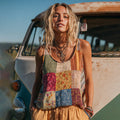Countryside Style Collection Classy Patchwork Floral Pattern Art Linen Tank Top elevenforest