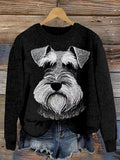 Comstylish Cute Schnauzer Embroidered Cozy Sweater
