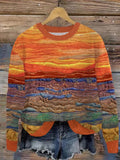 Women's Retro Autumn Gradient Print Sweater artswardrobe