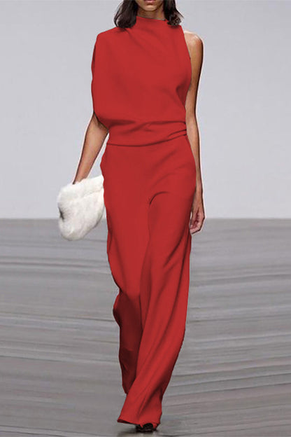 Patchwork Half a Turtleneck Boot Cut Jumpsuits(12 Colors)
