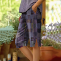 Comstylish Retro Patchwork Art Graphics Cozy Linen Shorts