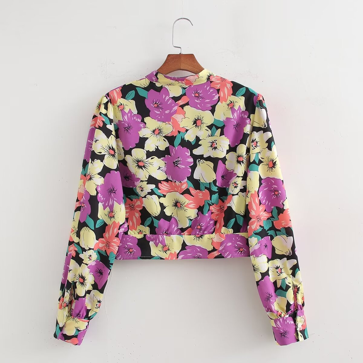 Spring Print Long Sleeve Loose Shirt – Flower Pattern Blouse