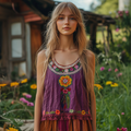 Vintage Floral Embroidery Pattern Women's Vest elevenforest