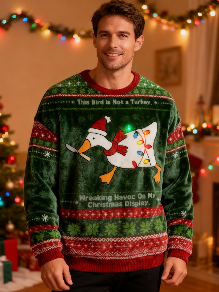 Wreaking Goose Havoc Christmas Ugly Velvet Sweatshirt elevenforest