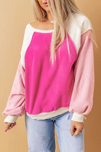 Rose Colorblock Fleece Sweatshirt
