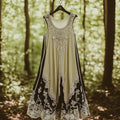 Floral Embroidered Pattern Linen Contrast Color Vest Dress elevenforest