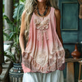 Retro Boho Butterfly Lace Embroidered Linen Tank Top elevenforest
