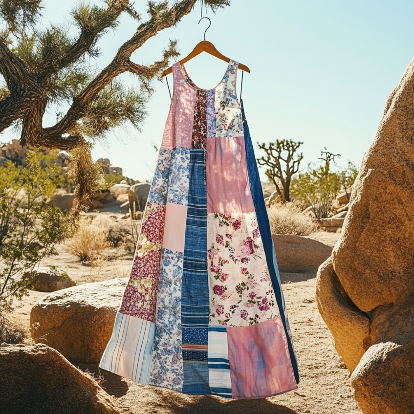Women's Vintage Floral With Stripe Art Tank Dress elevenforest