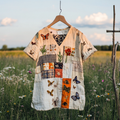 Women's Vintage Butterfly Bee Floral Print V-neck T-shirt elevenforest