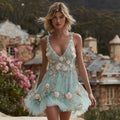 Women's Pink Rose Floral Casual Midi Dress elevenforest