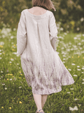 Women's Lavender Print Linen Dress