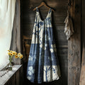 Women's Vintage Floral Art Linen Vest Dress elevenforest