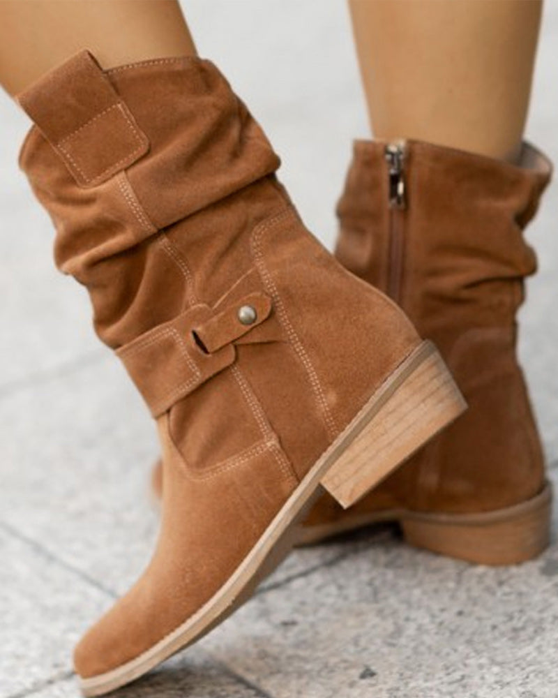 Mid-calf boots with strap detail