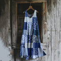 Vintage Patchwork Art Linen Tank Dress elevenforest
