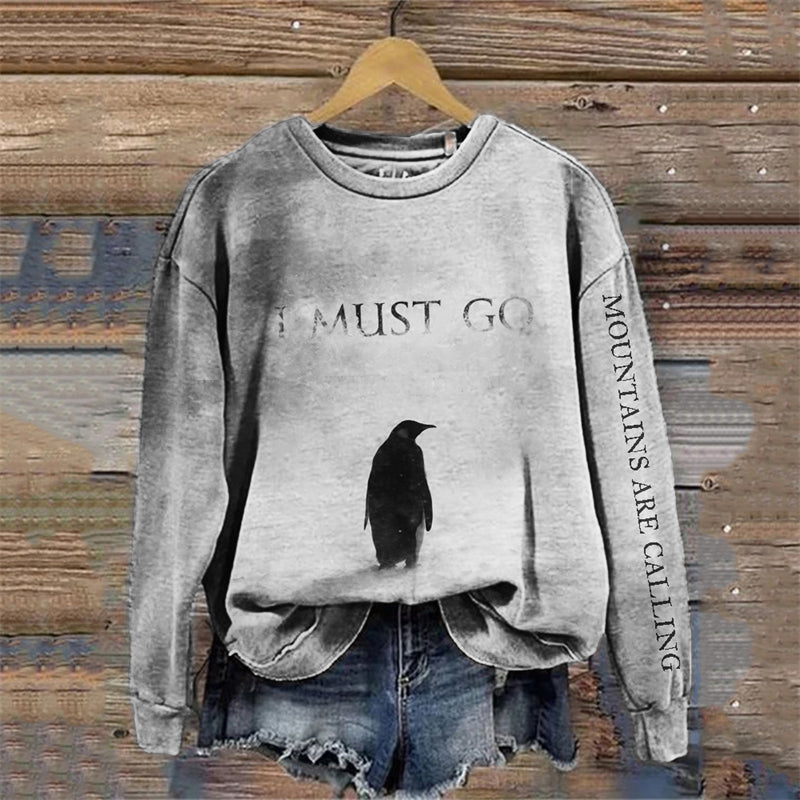 Comstylish Nihilism Penguin Mountains Are Calling Sweatshirt