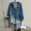 Sea Waves Japanese Art Cotton And Linen Button Casual Shirt elevenforest