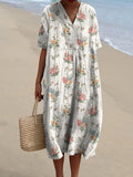 Sweet Ditsy Spring Floral Pattern Printed Women's Flowy Dress