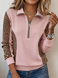 Women'S Casual Contrasting Leopard Print Sweatshirt 