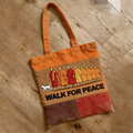 Comstylish Peace Slogan Color Block Design Tote Bag