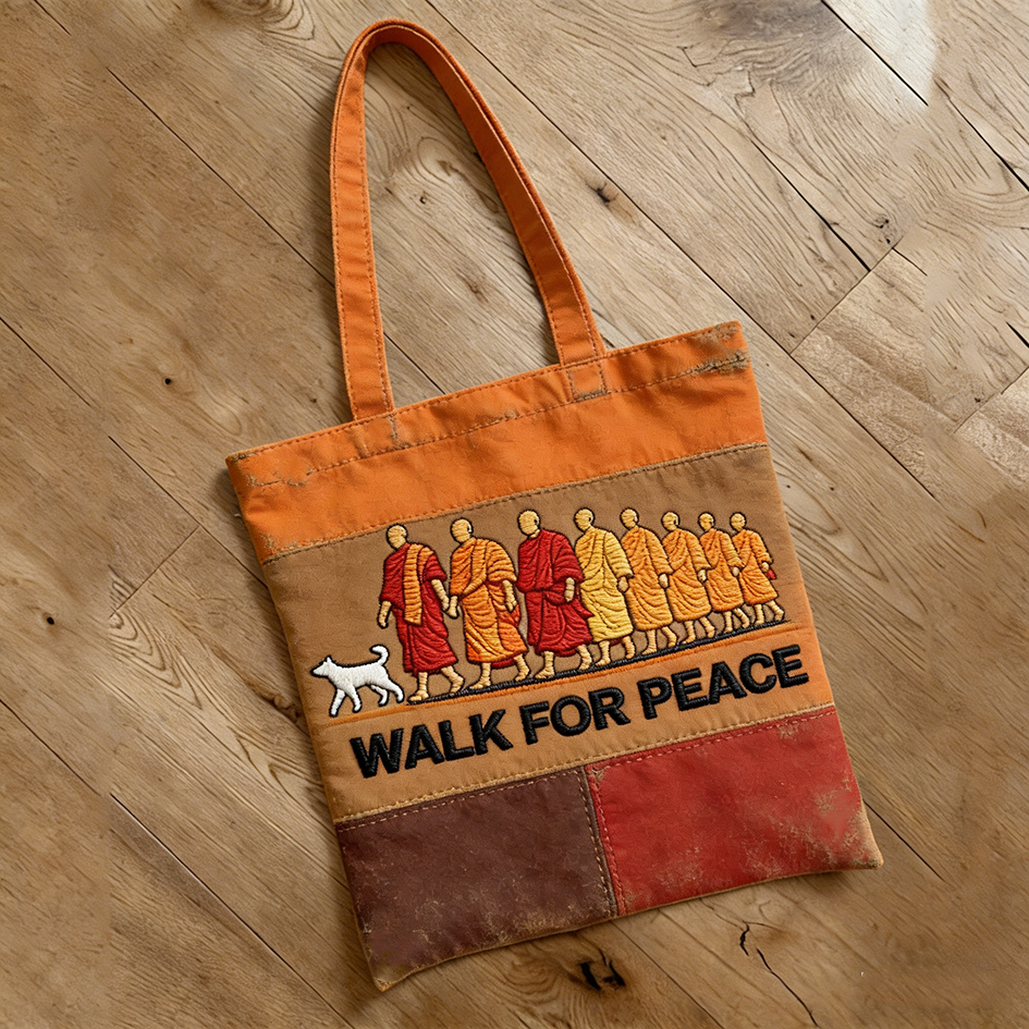 Comstylish Peace Slogan Color Block Design Tote Bag