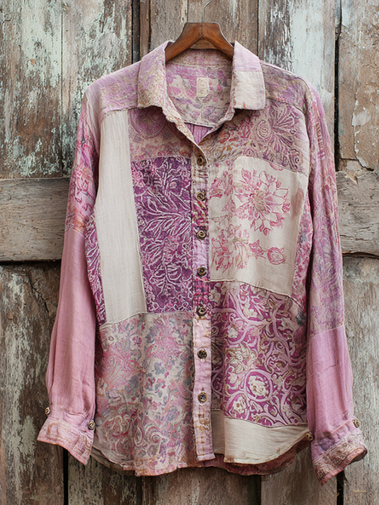 Bohème Floral Patchwork Casual Shirt elevenforest