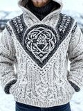 Men's Viking Valknut Embroidered Chunky Hooded Sweater elevenforest