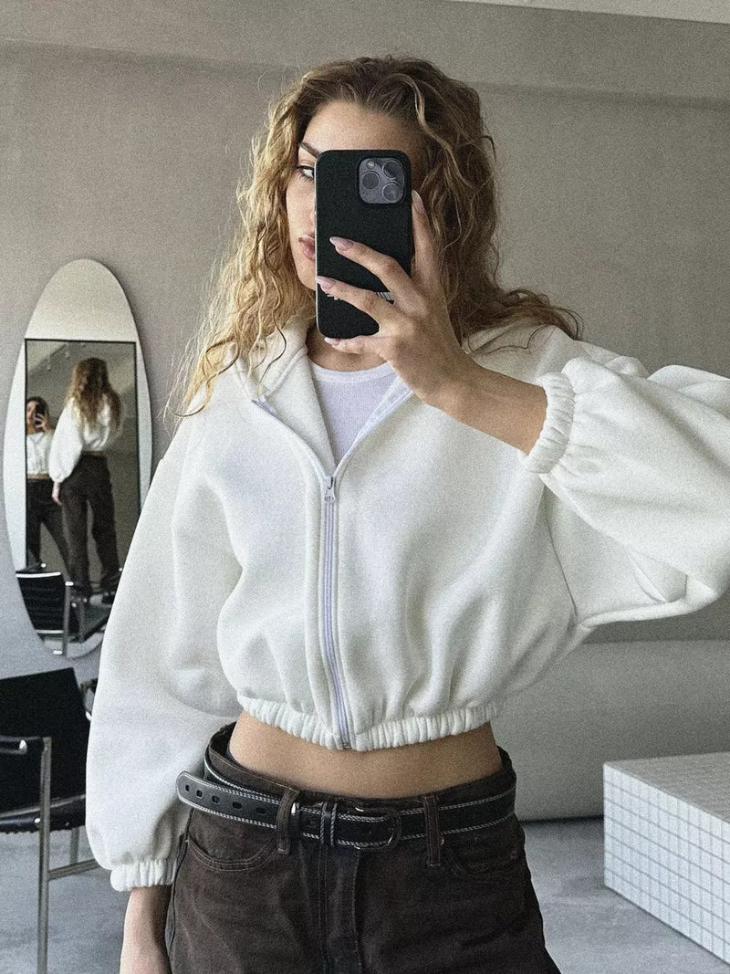 Color Short Sports Hoodie Coat