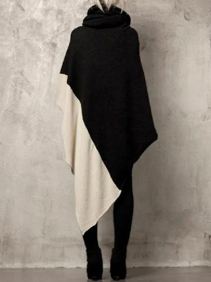 Batwing Sleeves Asymmetric Contrast Color Split-joint Heaps Collar Sweatshirt Tops