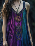 Vintage Celtic Mythology Gradient Lace Linen Tank Dress elevenforest