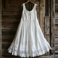 Vintage Floral Lace Art Linen Tank Dress elevenforest