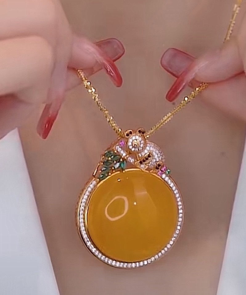 Yellow Sterling Silver Overgild Zircon Beeswax Koala Pendant Necklace