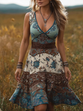 Bohemian Style Floral Print Women's Camisole Dress elevenforest