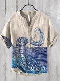 Ocean Octopus Japanese Art Linen Blend Shirt elevenforest