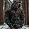 Halloween Red Eye Bat Men's Chunky Knit Hooded Sweater elevenforest