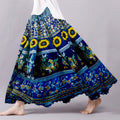 Vintage Sunflower With Ethnic Embroidered Pattern Flowy Wide Skirt elevenforest