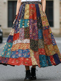 Bohemian Style Colorful Patchwork Ethnic Print Skirt elevenforest