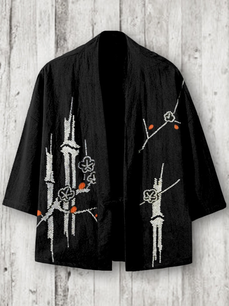 Elegant Japanese Shibori Hanami Pattern Kimono Cardigan elevenforest