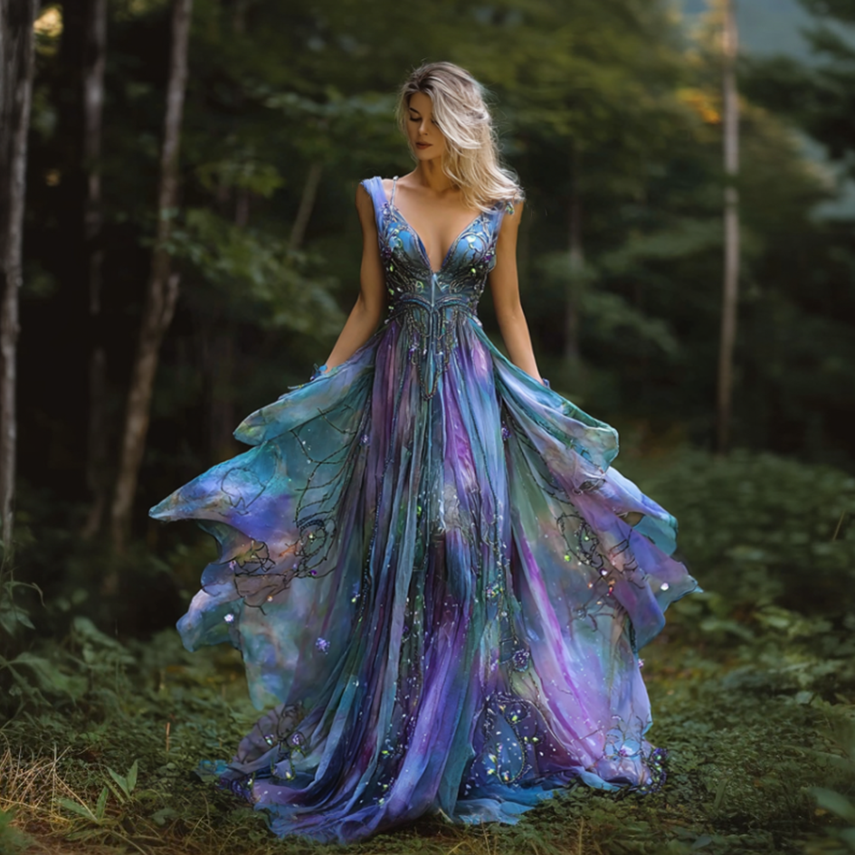 Women's Dream Myth Gradient Cotton And Linen Dress elevenforest