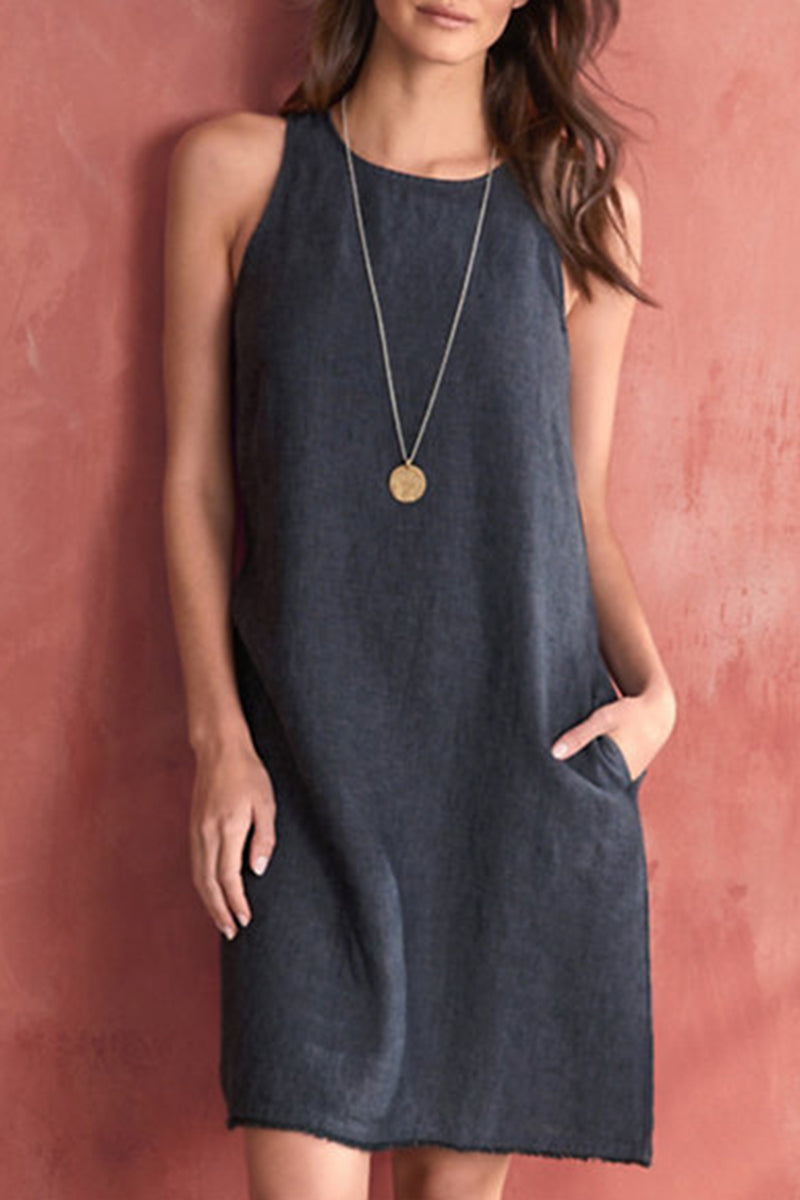 Basis O Neck Vest Dress Dresses(5 Colors)