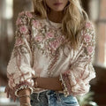Women's Floral Embroidery Boho Casual Crew Neck Sweatshirt elevenforest