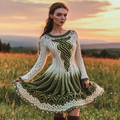 Women's Irish Celtic Knot Gradient Jacquard Knit Sweater Dress elevenforest