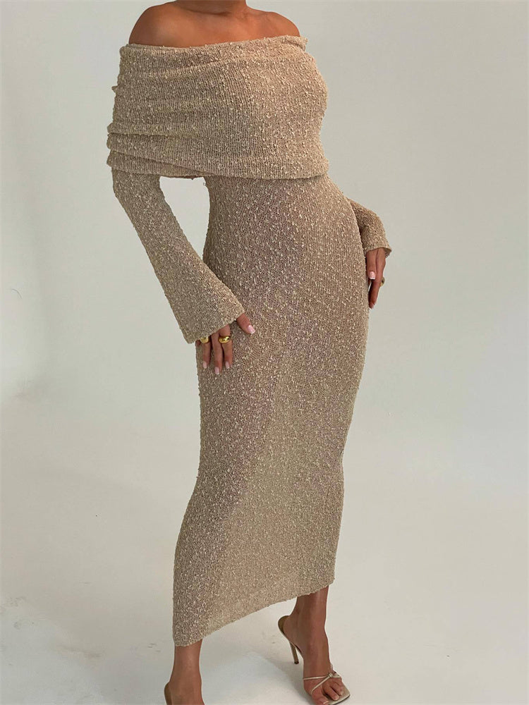 Tossy Knit Sweater Loose Maxi Dress Female Hollow Out Summer Patchwork High Waist Beach Holiday Dress Knitwear Long Dress