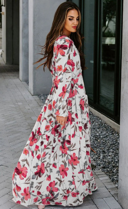 Dale Printed V-neck Tiered Maxi Dress