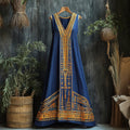 Egyptian Hieroglyphic Print Women's Linen Vest Maxi Dress elevenforest