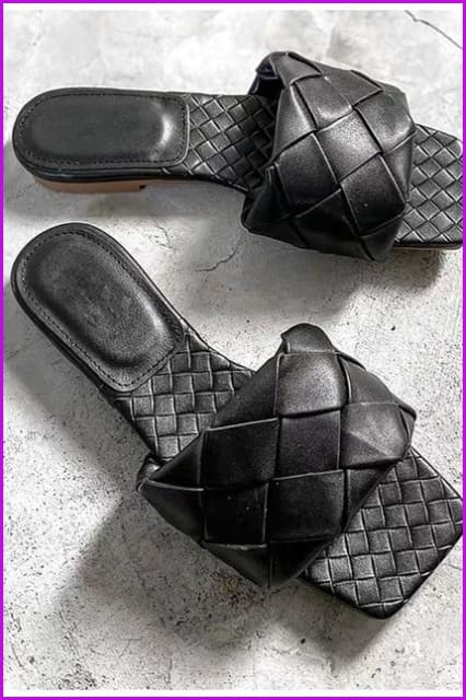 Weave Leather Slippers F1147