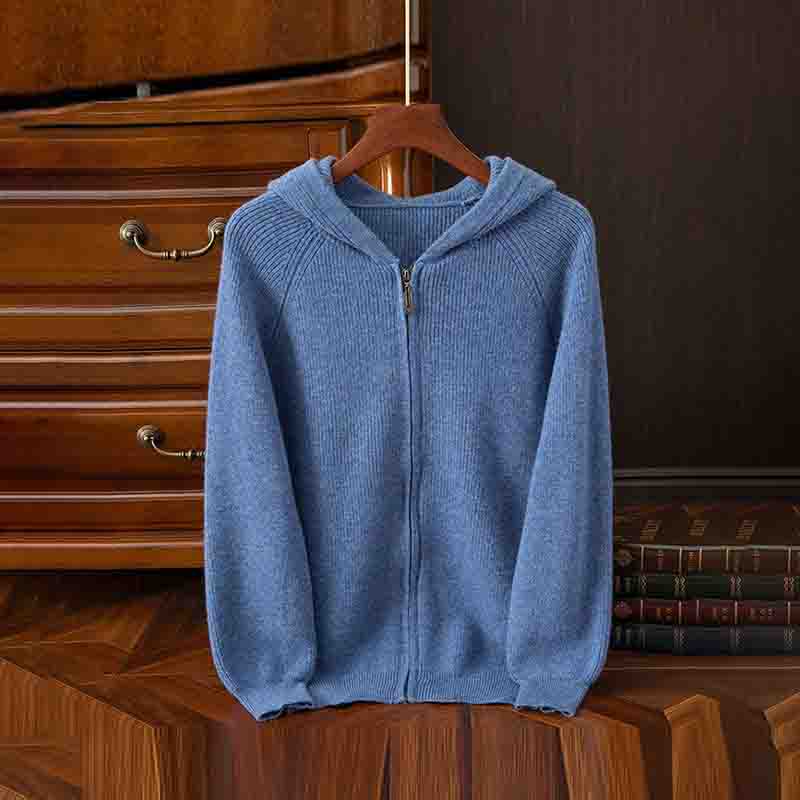 Vintage Women'S Basics Knit Zipper Hooded Sweater elevenforest