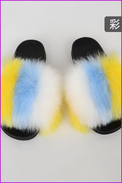 {5-7 Days Wait for Make} New Color Faux Fox Fur Slides F601