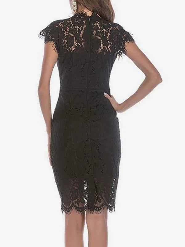 Birthday Bodycon Dresses Pink Sleeveless Designed Neckline Midi Dress Sheath Dress Pencil Dress