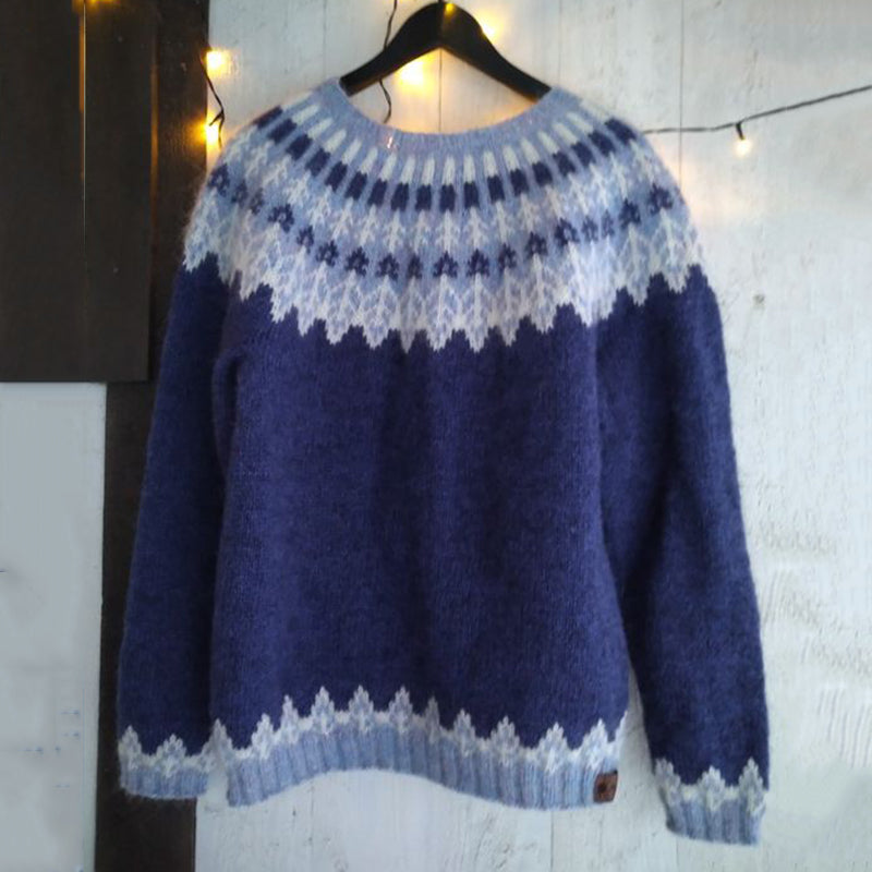 Vintage Icelandic Puunvuosi Knit Jacquard Warmth Crew Neck Sweater Unisex elevenforest